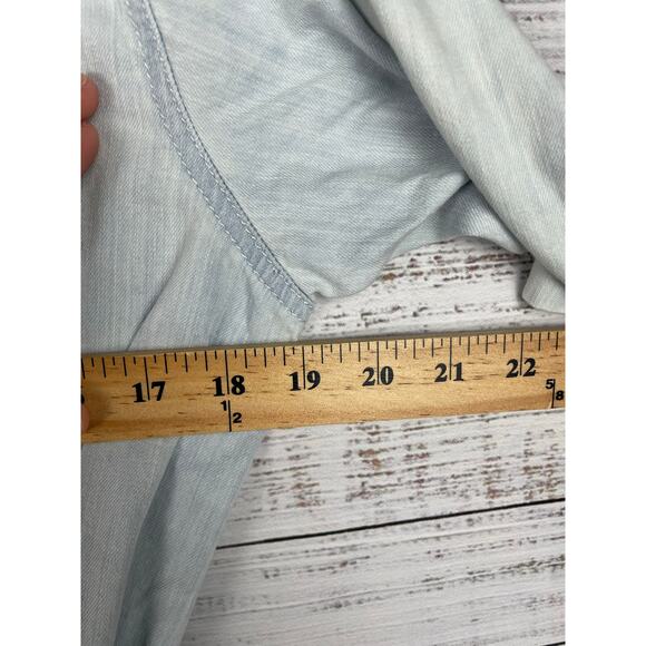 DL1961 Fire Island Maxi Shirt Dress Chambray Light Wash Blue Large Boho Country - Picture 10 of 12